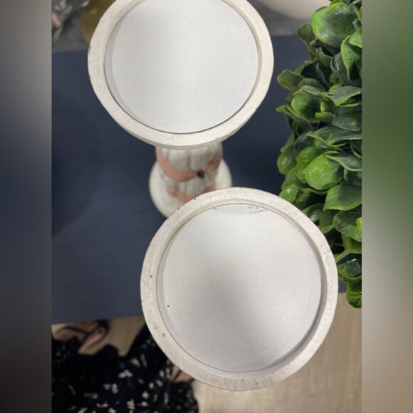 Fall Autumn Halloween Pink Pumpkin Candlesticks Set of 2 14” NWT - Picture 2 of 4